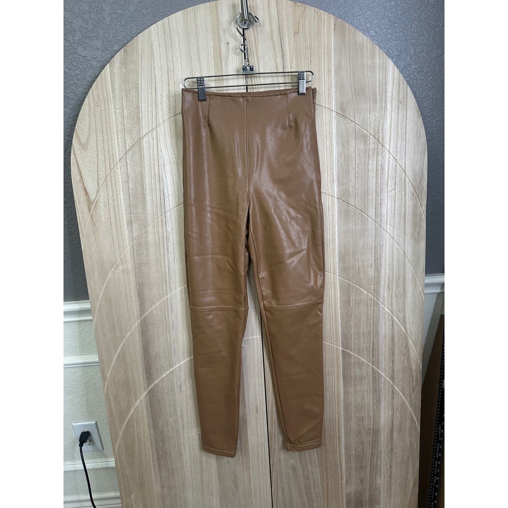 Abercrombie Fitch Vegan Leather Leggings Brown High Waisted Slim Fit Pants Small